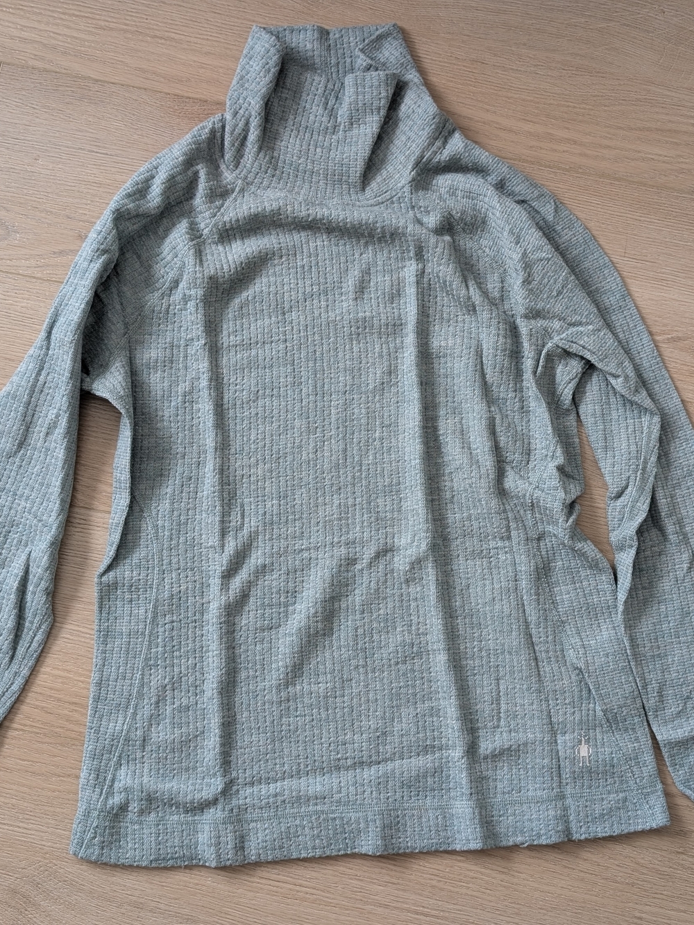 SMARTWOOL Sage Green Merino Wool Waffle Knit Crew Neck